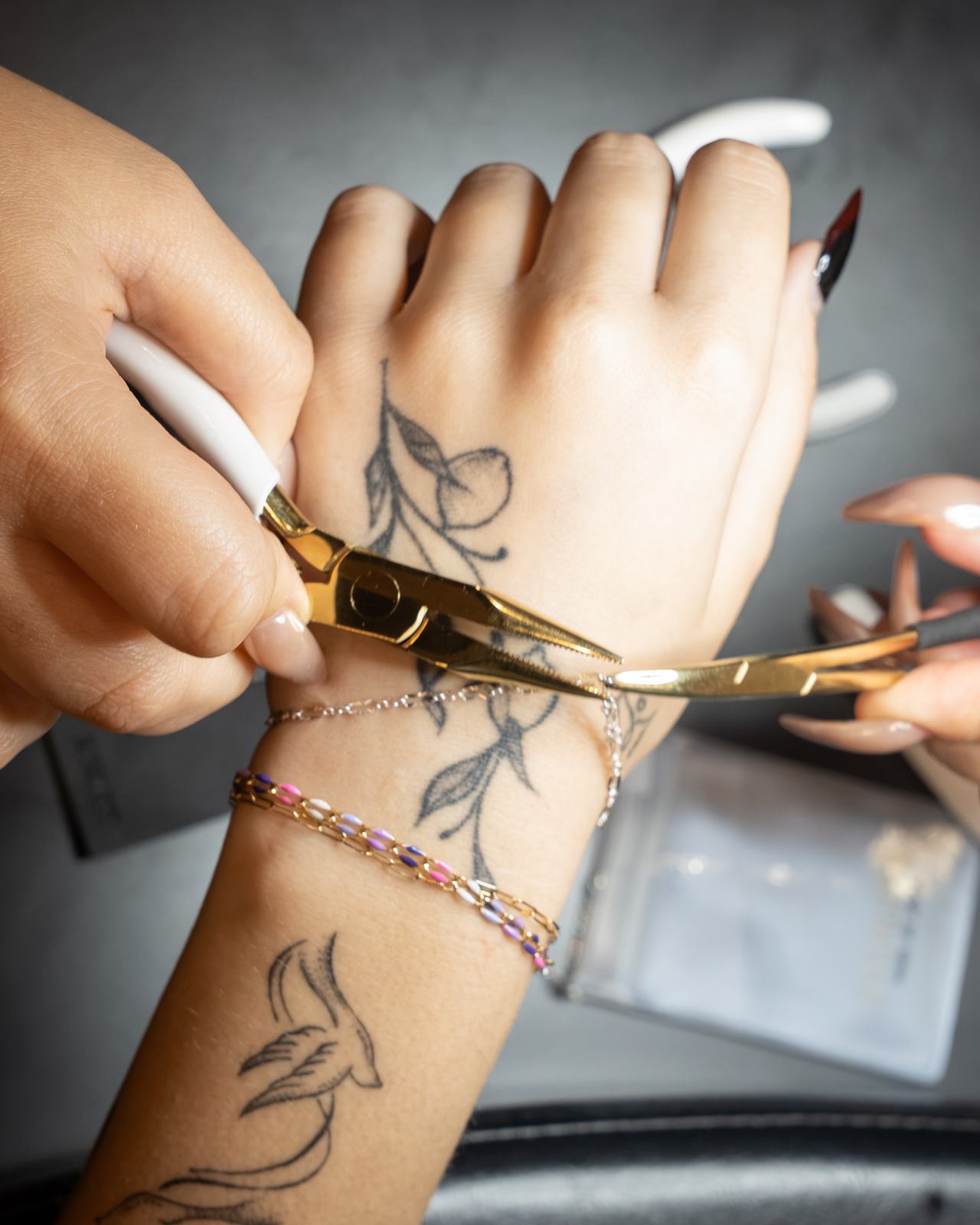 Stacked permanent bracelets welded at Robert of Philadelphia, Promenade at Bonita Bay